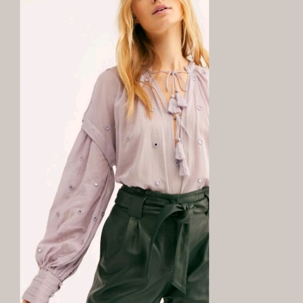 Free People Shine Bright Lilac Mirrored Top